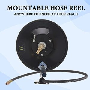 M MINGLE High Pressure Washer Hose Reel 150ft, Heavy Duty Steel Hose Reel, Manual Crank Power Washer Hose Reel with 3/8" Pressure Wash Whip Hose, Swivel Arm and Mounting Bracket, 4000 PSI