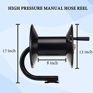 M MINGLE High Pressure Washer Hose Reel 150ft, Heavy Duty Steel Hose Reel, Manual Crank Power Washer Hose Reel with 3/8" Pressure Wash Whip Hose, Swivel Arm and Mounting Bracket, 4000 PSI