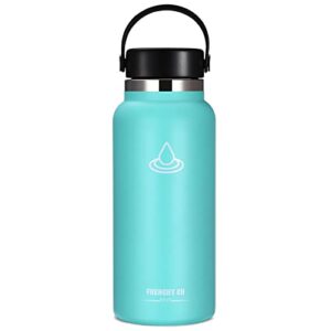 frenchy eu sports water bottle - 32 oz, lids, stainless steel, vacuum insulated, wide mouth, leak proof, reusable, ecologique (pacific)