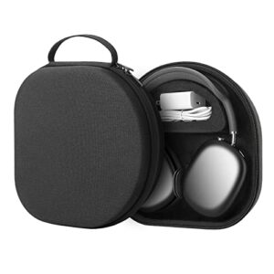 yinke smart case for apple airpods max with sleep mode,potective convenient carrying travel hard organizer storage cover bag (black snow cloth)