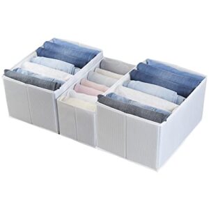 qufrotty 3 pieces wardrobe clothes organisers with support board, stable mesh storage boxes to organize jeans, shirts and underwears, foldable drawer organiser with compartments