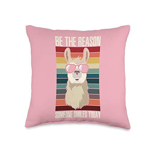 Pink Llama Stuff Be The Reason Someone Smiles Today-Llama Lama Throw Pillow, 16x16, Multicolor