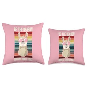 Pink Llama Stuff Be The Reason Someone Smiles Today-Llama Lama Throw Pillow, 16x16, Multicolor