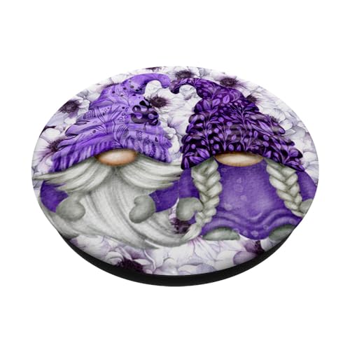 Unique Purple Gnome With Lilac Anemones Floral Aesthetic PopSockets Standard PopGrip