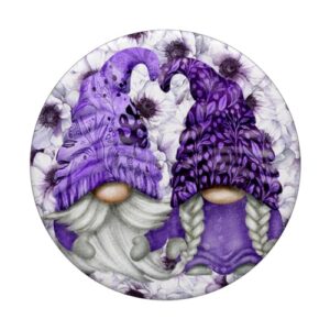 Unique Purple Gnome With Lilac Anemones Floral Aesthetic PopSockets Standard PopGrip