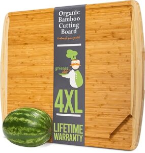 4xl bamboo extra large cutting board for kitchen 36 x 24 - wood countertop 24 x 36 cutting board - wooden extra large cutting board 36 x 24 butcher block - greener chef