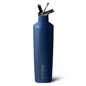 brümate rehydration - 100% leakproof 25oz insulated water bottle with straw - stainless steel water canteen (matte navy)