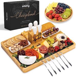 smirly charcuterie boards & accessories, large charcuterie board set, bamboo cheese board set, house warming gifts new home (magnetic holder)