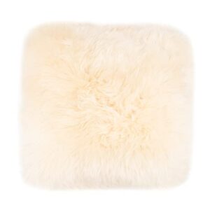 surell throw pillow - pure lambswool shearling lambskin decorative cushion - genuine, luxuriously soft cushion for bedroom, living room, nursery - champagne
