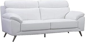 american eagle furniture ek528 modern top grain italian leather living room sofa, white