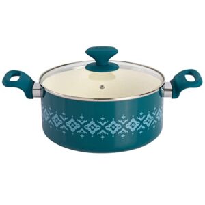 Spice by Tia Mowry Savory Saffron 7-Piece Healthy Nonstick Ceramic Cookware Set - Teal