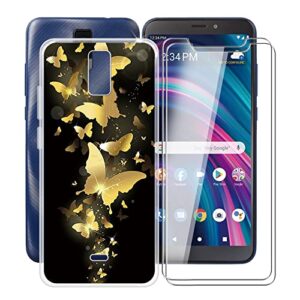 hhuan cover for blu view 3/b140dl (6.00") with [2 x tempered glass protective film], [ultra-thin clear soft tpu shockproof case] anti-yellow phone case for blu view 3/b140dl - wma30