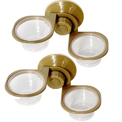 2 Pack Reptile Feeder Gecko Lizard Feeding Cup with Suction Cup, Reptile Food Water Feeder Dish with 6 pcs Cups for Geckos,Chameleon Lizard (Double)