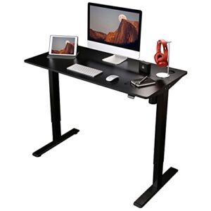 sanodesk electric standing desk adjustable height desk 48 x 24 inches sit stand up desk with splice board for home office computer table (black frame + 48" black top)