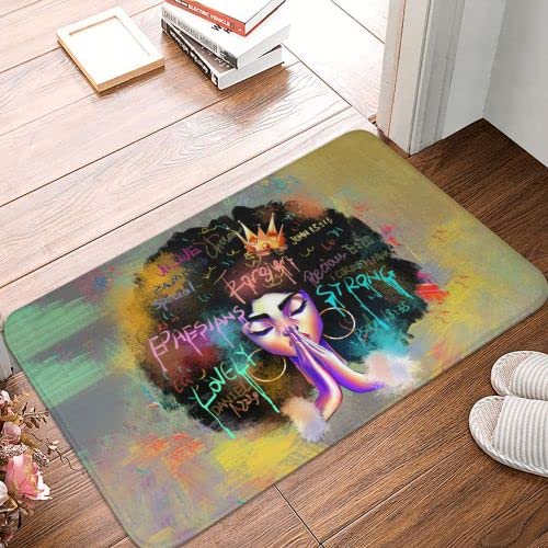 African American Black Girl Rugs Ultra Soft Non Slip Comfortable Door mat Washable Carpet Bathroom Floor Rugs 19.5 X 31.5 Inches for Living Room Decor,Dining,Kitchen,Bedroom Indoor or Outdoor Rug