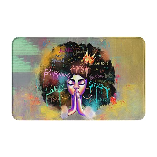 African American Black Girl Rugs Ultra Soft Non Slip Comfortable Door mat Washable Carpet Bathroom Floor Rugs 19.5 X 31.5 Inches for Living Room Decor,Dining,Kitchen,Bedroom Indoor or Outdoor Rug