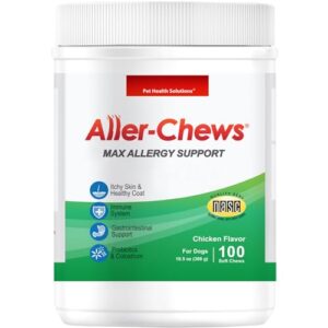 aller-chews max allergy support soft chew bites - maintains skin and coat - supports immune system - turmeric and wild alaskan salmon oil (100ct)