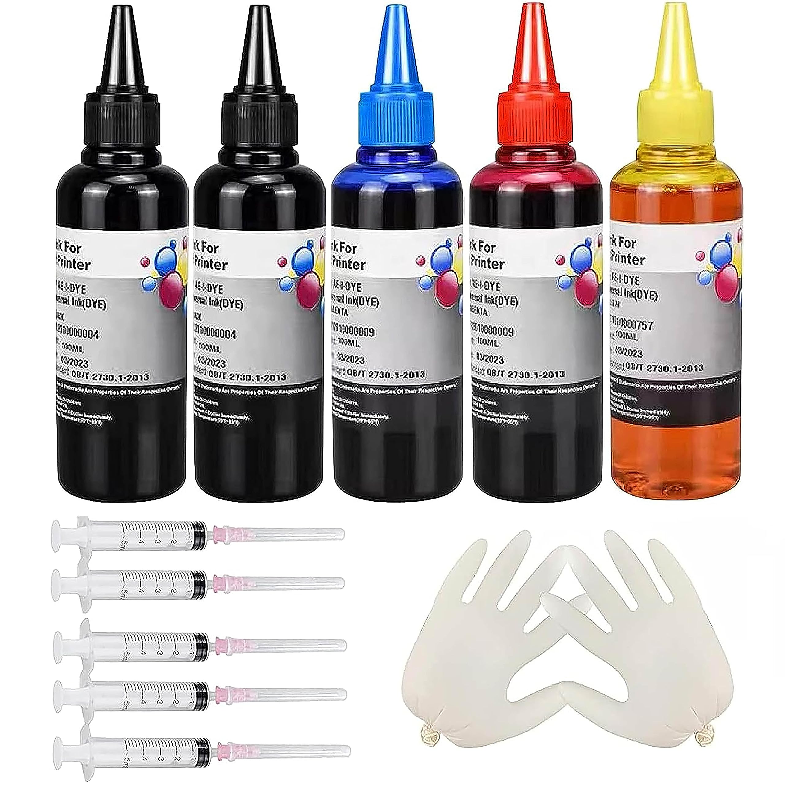 AYMSous Ink Refill Kit for Canon 250 251 270 271 280 281 1200 2200 PG240 CL241 PG245 CL246 PG210 Refillable Ink Cartridge, CIS CISS System with 5 Syringes(5x100ML 1BK, 1PBK, 1C, 1M, 1Y)