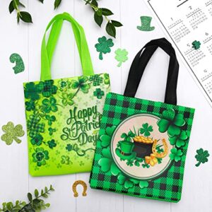 Whaline St. Patrick's Day Tote Bags with Handles, Reusable Gift Bag Waterproof Grocery Goodie Shopping Totes for Party Supplies, 8 Pack