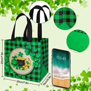 Whaline St. Patrick's Day Tote Bags with Handles, Reusable Gift Bag Waterproof Grocery Goodie Shopping Totes for Party Supplies, 8 Pack