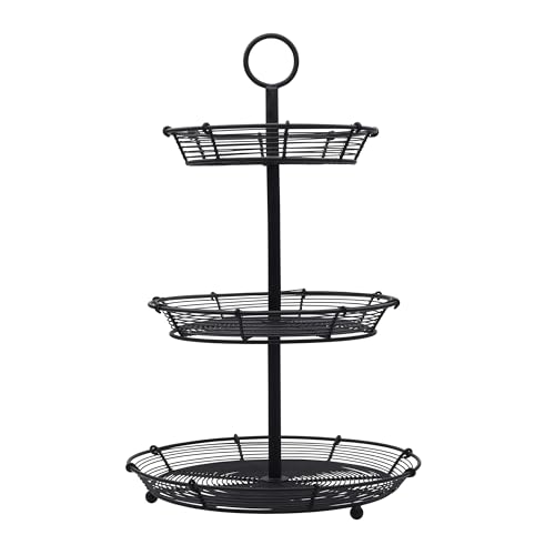 Gourmet Basics by Mikasa Tulsa Adjustable Pastry Serving Stand, 3-Tier, Black