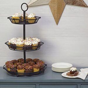 Gourmet Basics by Mikasa Tulsa Adjustable Pastry Serving Stand, 3-Tier, Black