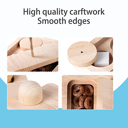 Augegel Guinea Pig Foraging Toys, 5 in 1 Hamsters Wooden Interactive Enrichment Toys,Rabbit Puzzle,Treat Dispenser for Small Animal Funny Toys, for Bunny, Chinchillas, Hamsters, Rats and Gerbils