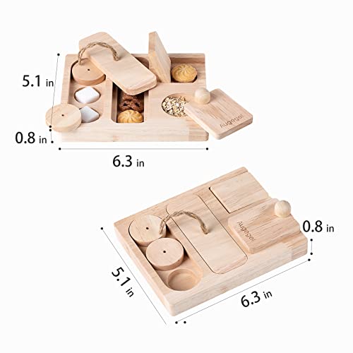 Augegel Guinea Pig Foraging Toys, 5 in 1 Hamsters Wooden Interactive Enrichment Toys,Rabbit Puzzle,Treat Dispenser for Small Animal Funny Toys, for Bunny, Chinchillas, Hamsters, Rats and Gerbils