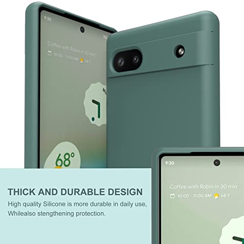 Weycolor Google Pixel 6A Case, Slim Soft Anti-Scratch Microfiber Lining Full-Body Protective Phone Case for Pixel 6A (Blackish Green)