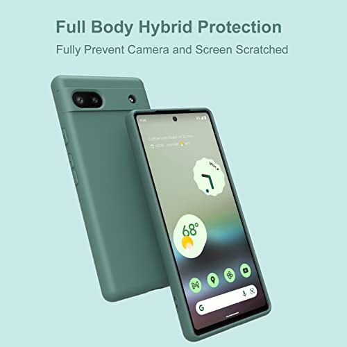 Weycolor Google Pixel 6A Case, Slim Soft Anti-Scratch Microfiber Lining Full-Body Protective Phone Case for Pixel 6A (Blackish Green)
