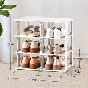 Amllas Shoe Rack for Closet, Stackable , Adjustable Shoe Organizer Shelf for Entryway, Small Shoe Storage Space Saver for Women Kids