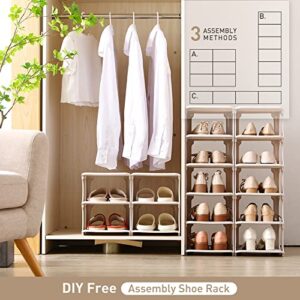 Amllas Shoe Rack for Closet, Stackable , Adjustable Shoe Organizer Shelf for Entryway, Small Shoe Storage Space Saver for Women Kids