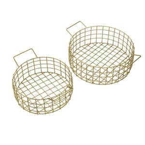 gourmet basics by mikasa kendall set of 2 storage baskets, 12.5-inch and 14.5-inch, gold