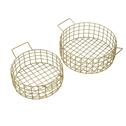 Gourmet Basics by Mikasa Kendall Set of 2 Storage Baskets, 12.5-Inch and 14.5-Inch, Gold