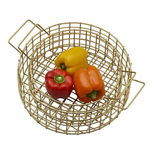 Gourmet Basics by Mikasa Kendall Set of 2 Storage Baskets, 12.5-Inch and 14.5-Inch, Gold