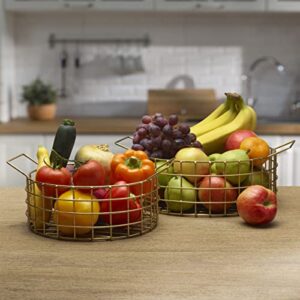 Gourmet Basics by Mikasa Kendall Set of 2 Storage Baskets, 12.5-Inch and 14.5-Inch, Gold