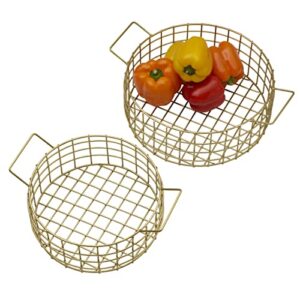 Gourmet Basics by Mikasa Kendall Set of 2 Storage Baskets, 12.5-Inch and 14.5-Inch, Gold