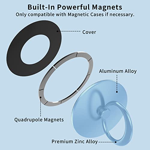 enGMOLPHY Mag Safe Ring Holder Compatible with iPhone 12/13 Series Mag-Safe Accessories【Wireless Charging Compatible】 Removable Mag Safe Phone Ring Holder with 360° Rotation