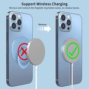 enGMOLPHY Mag Safe Ring Holder Compatible with iPhone 12/13 Series Mag-Safe Accessories【Wireless Charging Compatible】 Removable Mag Safe Phone Ring Holder with 360° Rotation