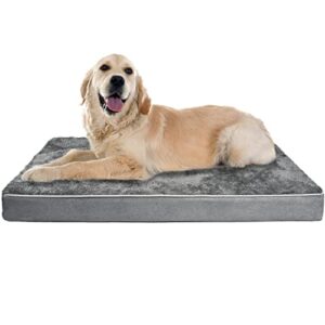 midrising large orthopedic dog bed for medium, large dogs,washable dog crate bed with removable waterproof cover,large egg crate foam pet bed mat with non-slip bottom