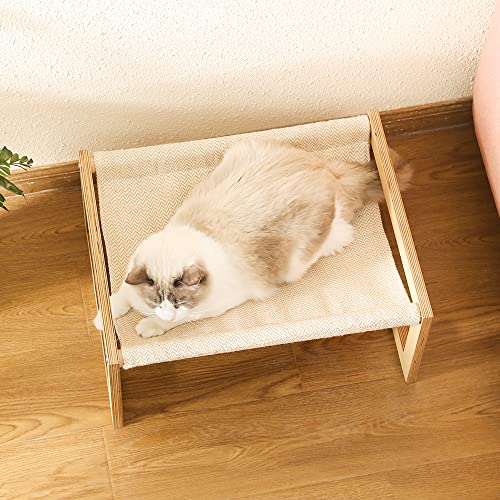 FUKUMARU Dog Bed, Large Breathable Cat Bed, Wooden Cat Hammock for Outdoor, 21 X 16.5 Inch Elevated Pet Furniture Suitable for Kitty, Puppy, Rabbit, Bunny and Small Animal