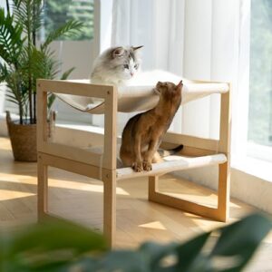 FUKUMARU Dog Bed, Large Breathable Cat Bed, Wooden Cat Hammock for Outdoor, 21 X 16.5 Inch Elevated Pet Furniture Suitable for Kitty, Puppy, Rabbit, Bunny and Small Animal