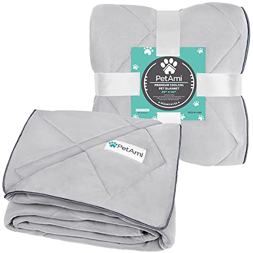 PetAmi Premium Cooling Dog Blanket | Lightweight Fluffy Pet Throw Blanket Bed Cover for Dogs, Cat, Puppies | Pet Blanket Furniture Protector Couch Sofa | Reversible Fuzzy Cozy | 29x40, Light Grey