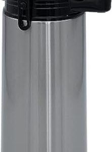 Airpot Coffee Dispenser with Easy Push Button Stainless Steel Double-Wall Vacuum Insulated Thermos Effectively Keeps Beverages Hot or Cold