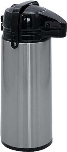 Airpot Coffee Dispenser with Easy Push Button Stainless Steel Double-Wall Vacuum Insulated Thermos Effectively Keeps Beverages Hot or Cold