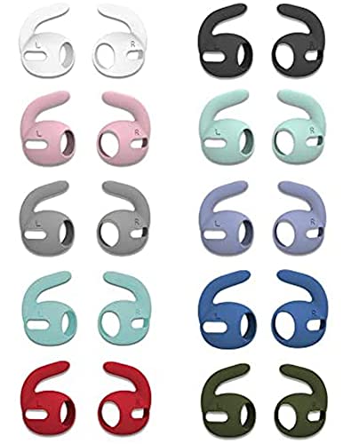 ALXCD Sport Ear Tips Hook Compatible with AirPods Pro Earbuds, Anti Slip Soft Silicone Earbuds Covers Earhooks, Compatible with AirPods Pro, 10 Pairs 10 Color