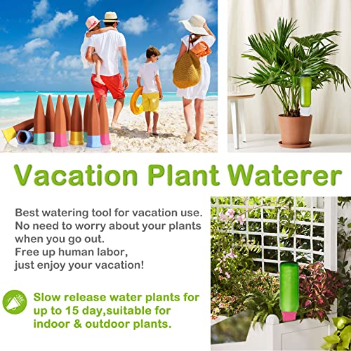 10 Pack Plant Watering Devices, DeeCoo Self Watering Spikes, Plant Waterer Self Watering Terracotta Spikes Automatically Water Your Indoor and Outdoor Plants While On Vacation