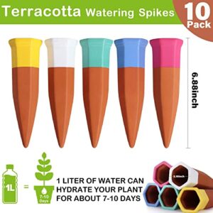 10 Pack Plant Watering Devices, DeeCoo Self Watering Spikes, Plant Waterer Self Watering Terracotta Spikes Automatically Water Your Indoor and Outdoor Plants While On Vacation