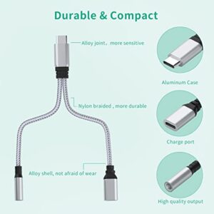 Only for Huawei/XiaoMi,2-in-1 USB C to 3.5mm Headphone Splitter and Charger Adapter Cable Cord,13CM/5inch Type C to 3.5mm Headphone Jack and Audio Adapter for Huawei Mate 9/10/20,P10/20,XiaoMi 6/8/9