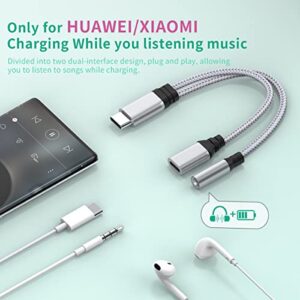 Only for Huawei/XiaoMi,2-in-1 USB C to 3.5mm Headphone Splitter and Charger Adapter Cable Cord,13CM/5inch Type C to 3.5mm Headphone Jack and Audio Adapter for Huawei Mate 9/10/20,P10/20,XiaoMi 6/8/9